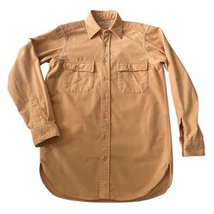 Vintage L.L. Bean Chamois Cloth Flannel Shirt Men's Small Tall (15) Peach Winter